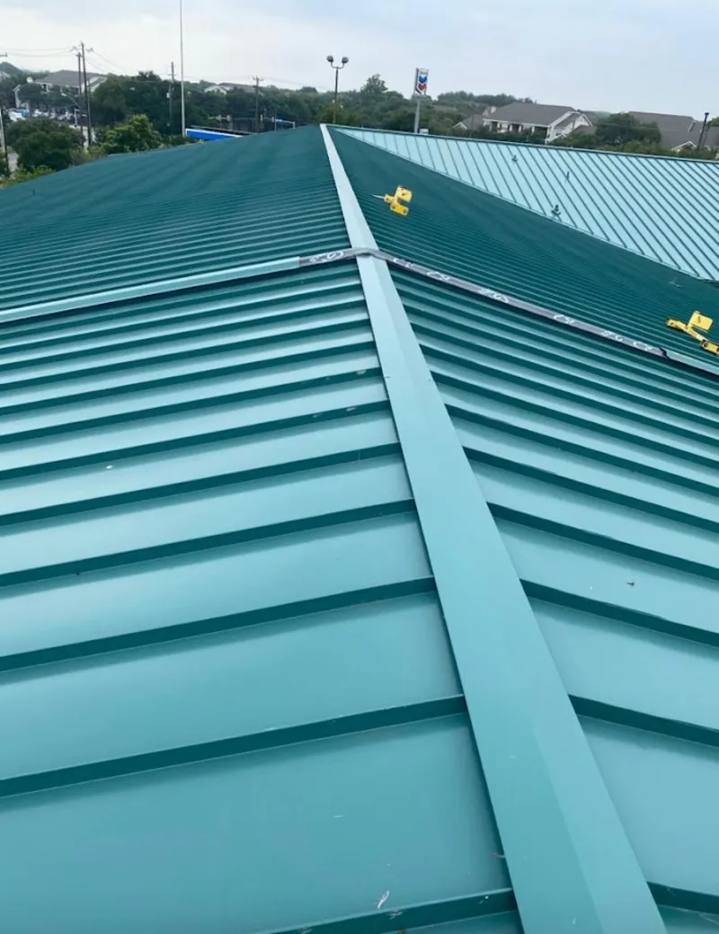 Green commercial metal roof ridge and valley for Metal Roof Repair in Lakeport